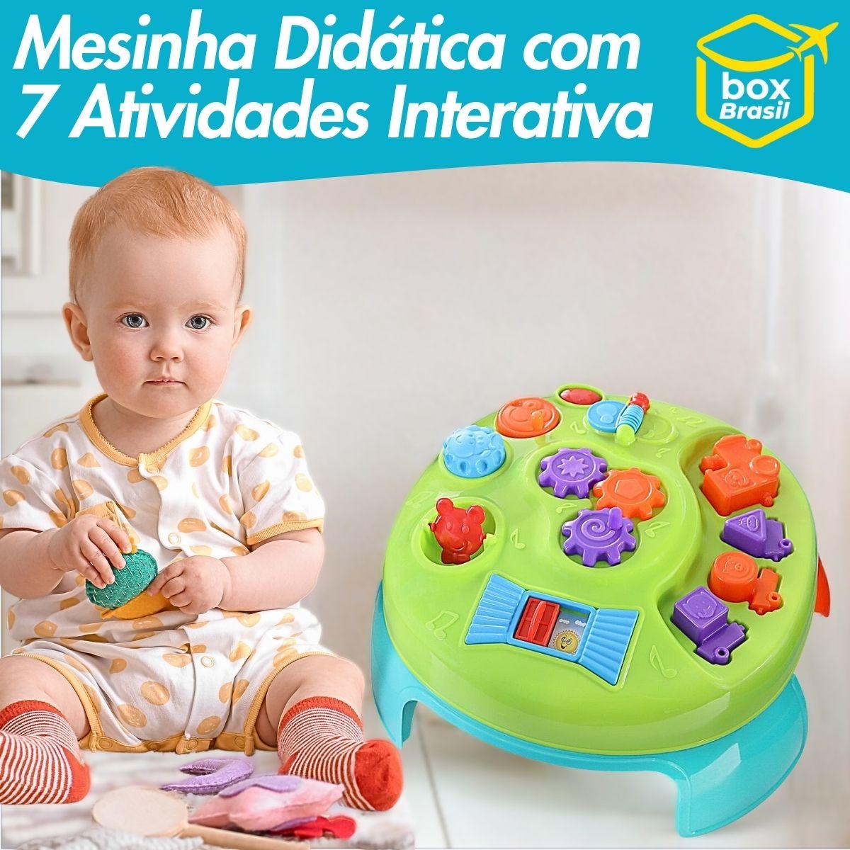 Brinquedo Mesa Didática Colorida Interativa 7 Atividades Mesinha Com Blocos Encaixar Bebes Infantil