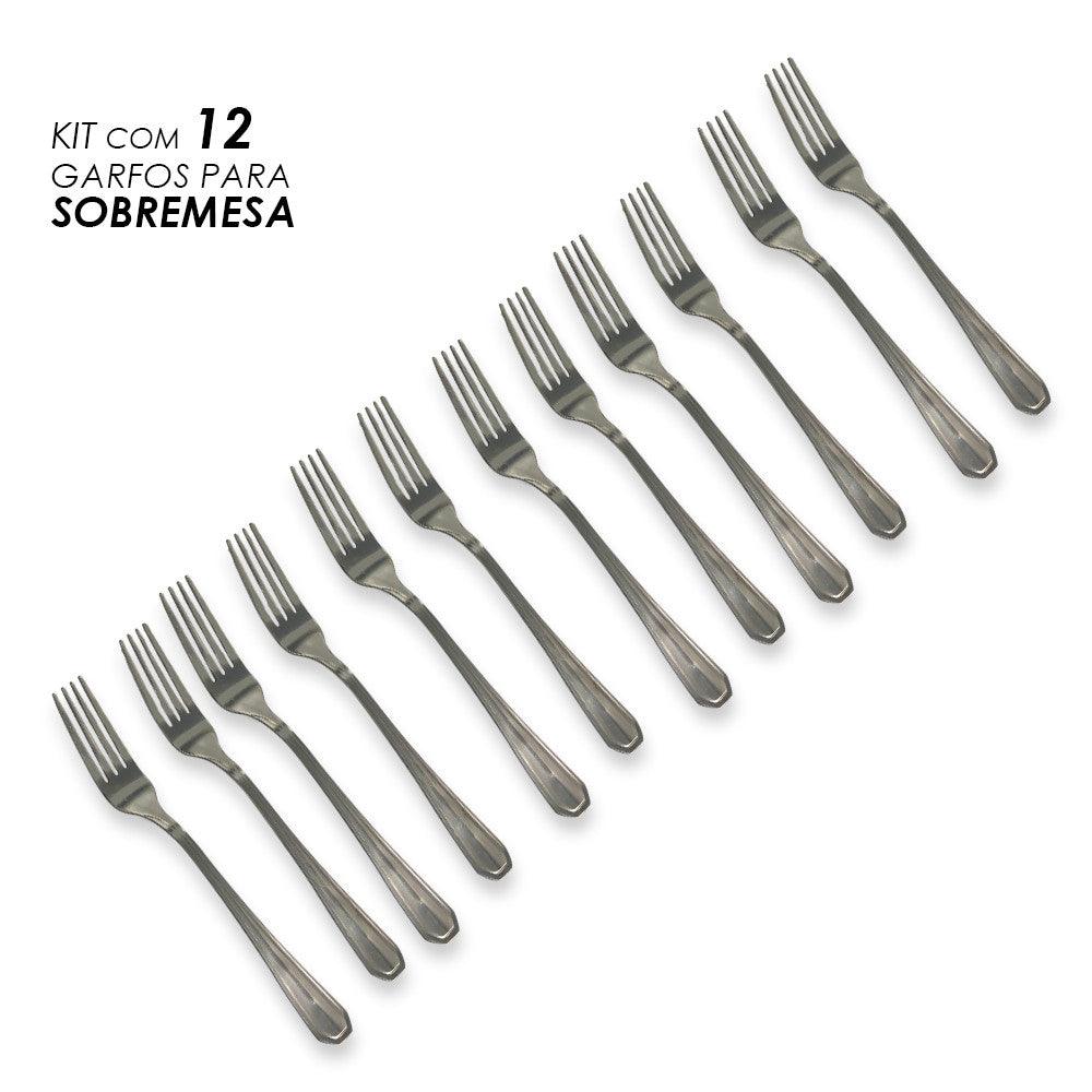 Kit de Talheres com Garfo para Sobremesas com 12 unidades